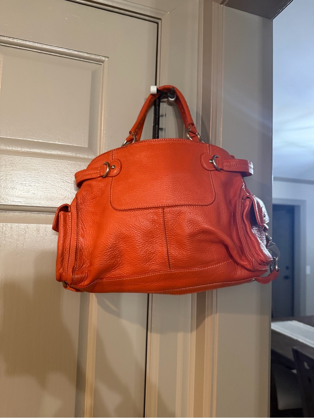 Antonio Melani orange pebbled leather satchel